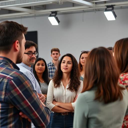 Grupo de personas aprendiendo a hablar en püblico
